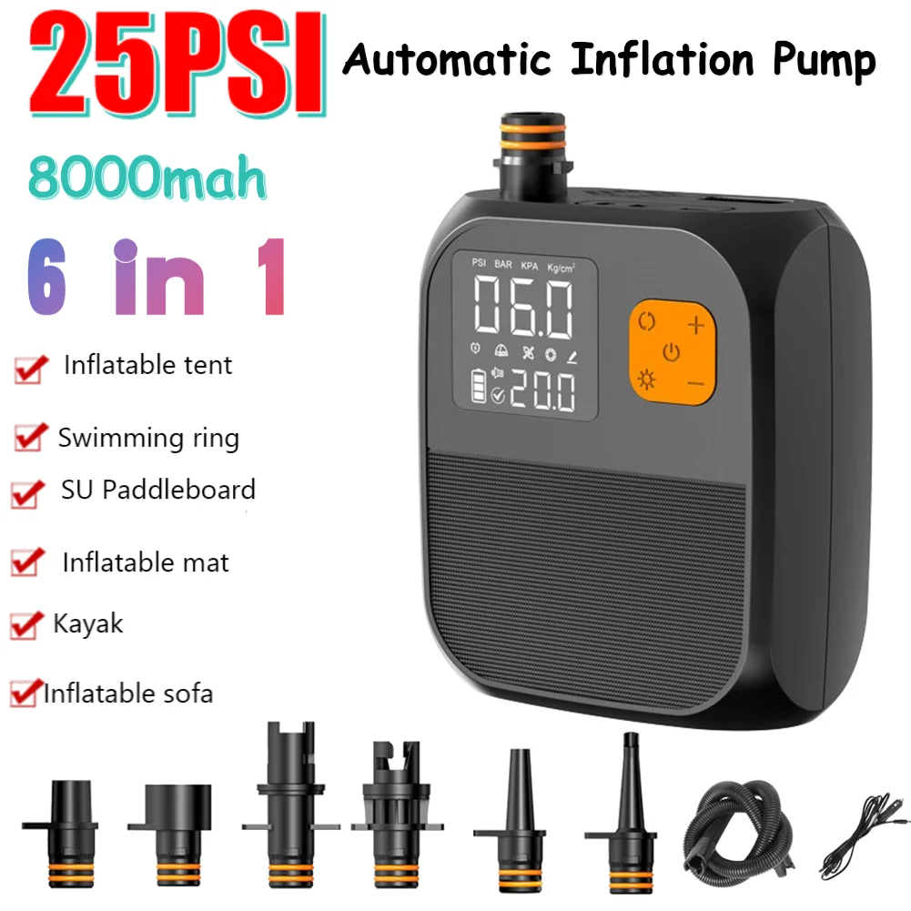 

SUP воздушный насос перезаряжаемый электрический насос для гребной доски 25PSI для надувной доски для серфинга стоя, каяков, лодок