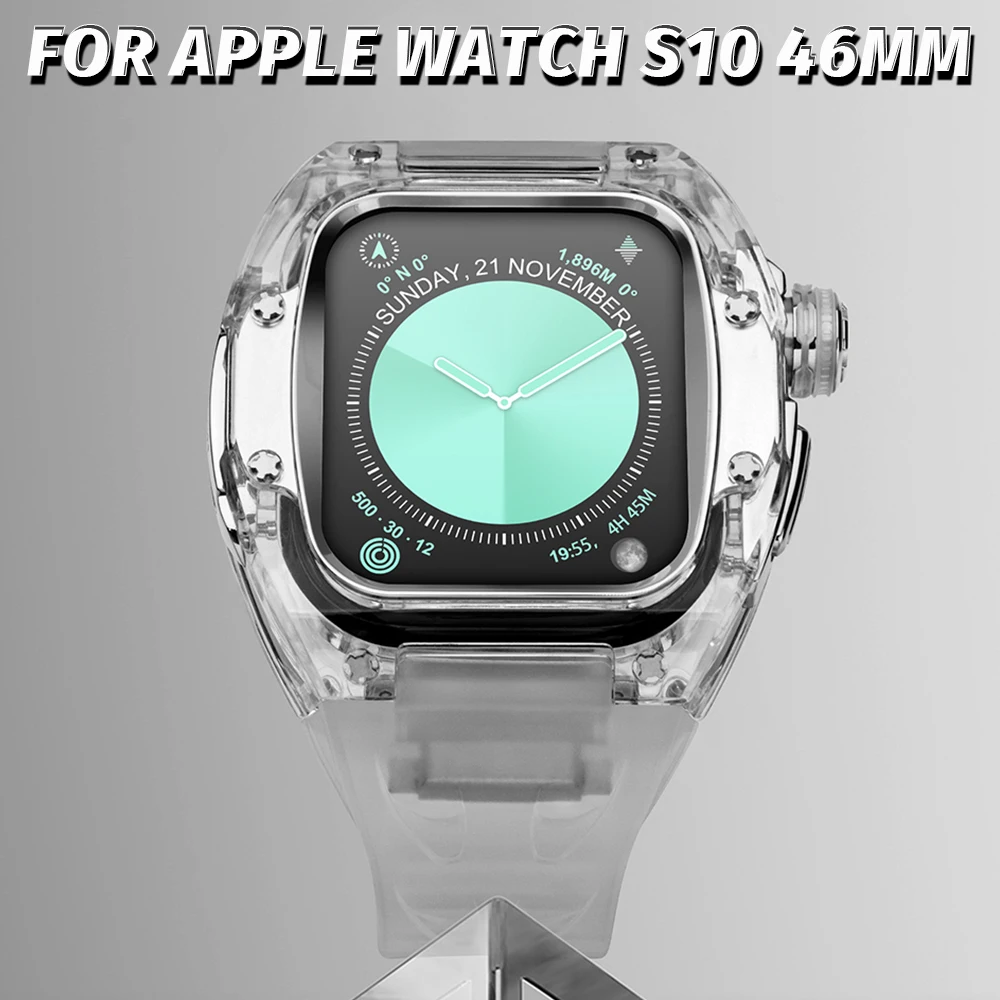 

Modification Kit for Apple Watch Series 10 46MM Transparent Case Silicone Strap for IWatch Series 10 Quick Release Tool-less Kit