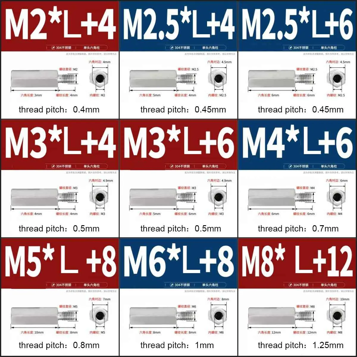 1/10pcs 304 Stainless Steel Single Head Hex Terminal Standoff Male Female Thread Connecting Post Screw M2-M10