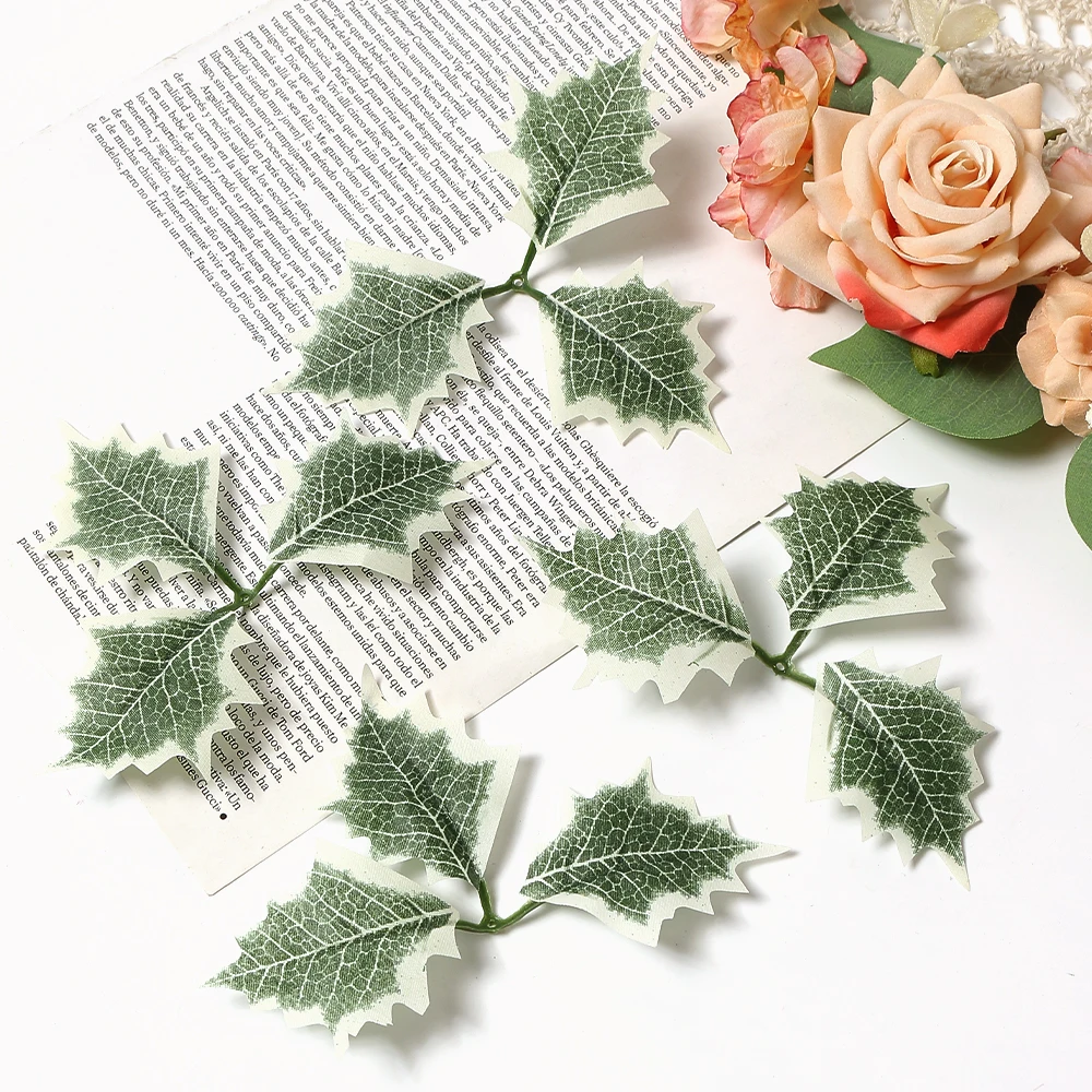 50Pcs Green Artificial Leaves Fake Plant Home Decor Christmas Party Wedding Decoration Bride Garland Scrapbook Gifts Accessories