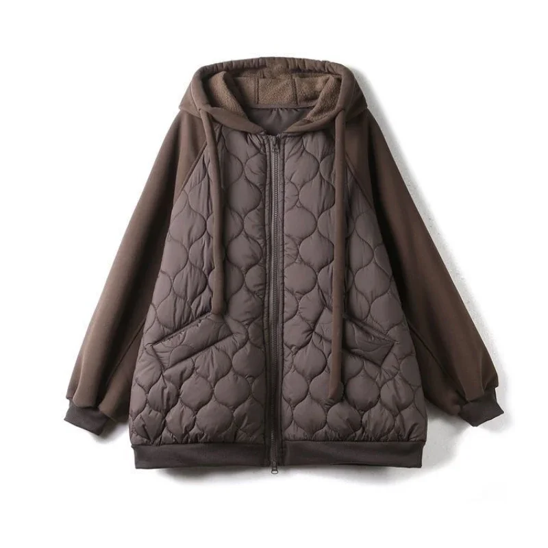 Women Cotton Coat Winter New Fashion Loose Patchwork Outwear Thicken Warm Hooded Parkas Pure Color Casual Out Coat Personality