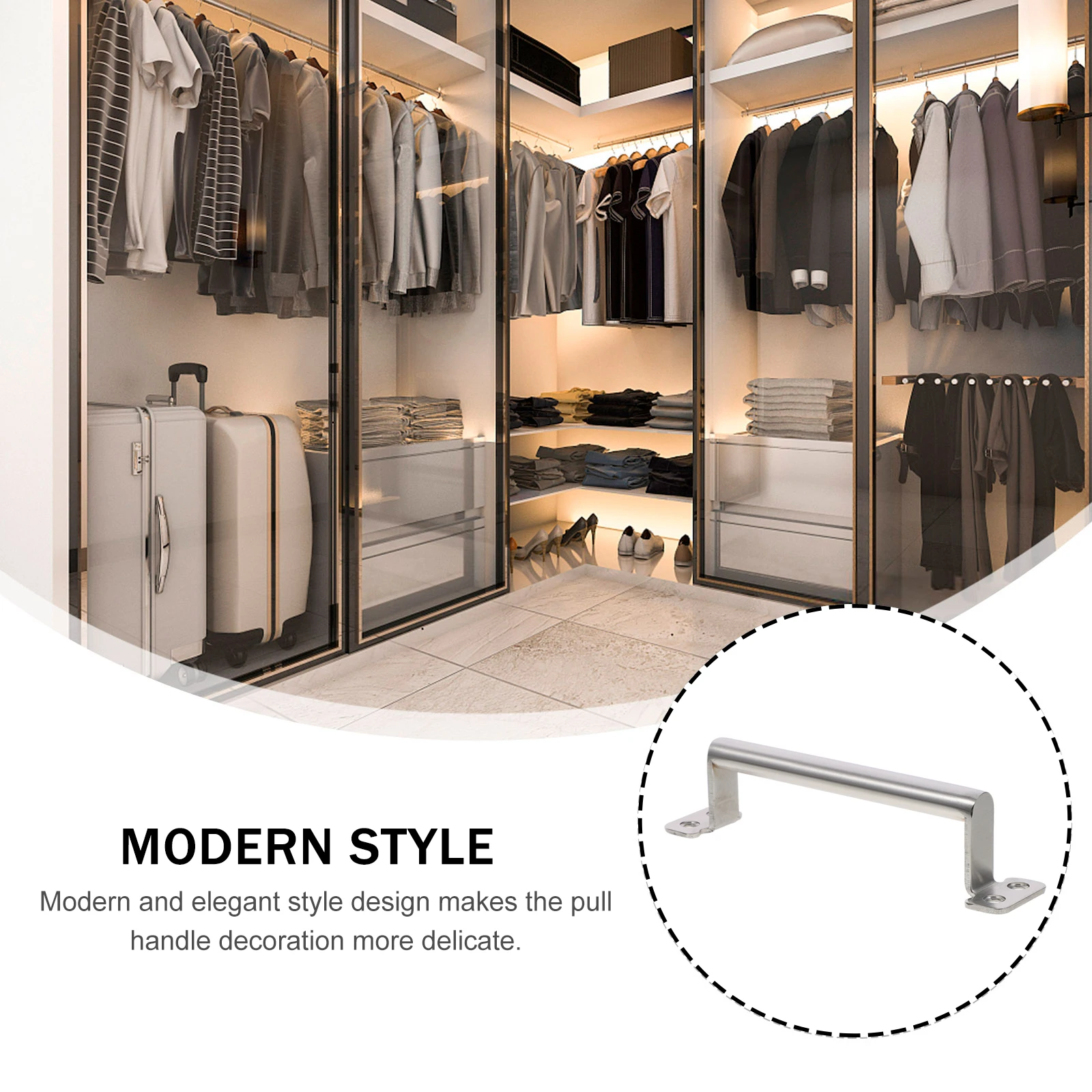 

Stainless Steel Round Cabinet Pull Handles Modern Wardrobe Drawer Dresser Furniture Kitchen Cupboard Hardware Ergonomic Door