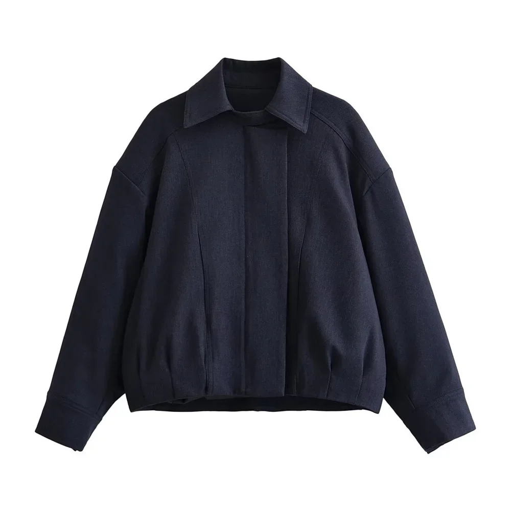 Guobioziy Women's Pilot Jacket Autumn Winter New Fashionable Versatile Loose Long-Sleeve Turn-Down Collar Classic Commuter Style