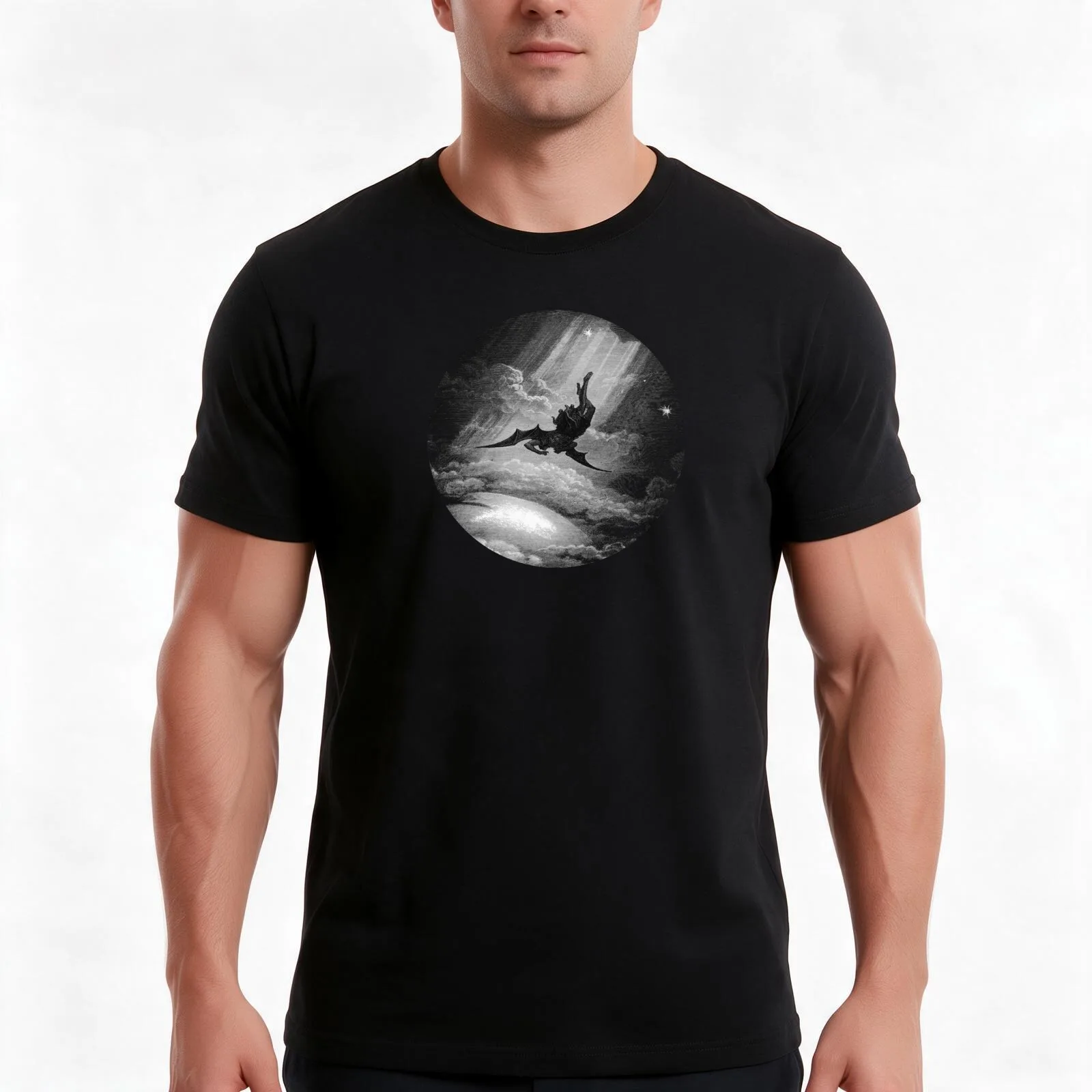 LUCIFER - The Fall T-Shirt, Summer Casual Cotton Tee, Oversized Streetwear Tops, Vintage Graphic Print, Loose Fit Short Sleeve