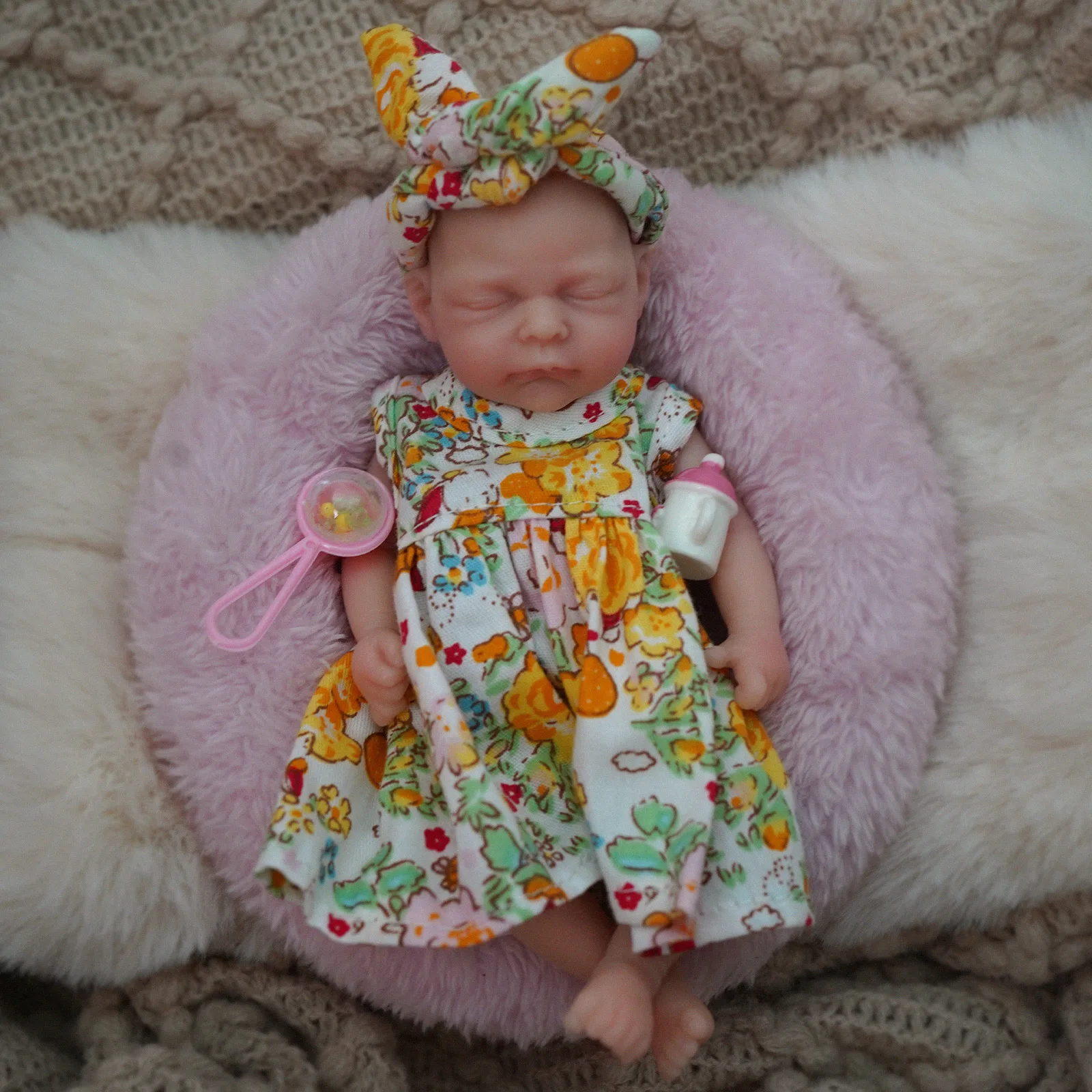 5.5" Lifelike Micro Preemie Full Body Silicone Baby Doll Mini Reborn Anti-Stress Comfort Doll for Stress Relief And Comfort