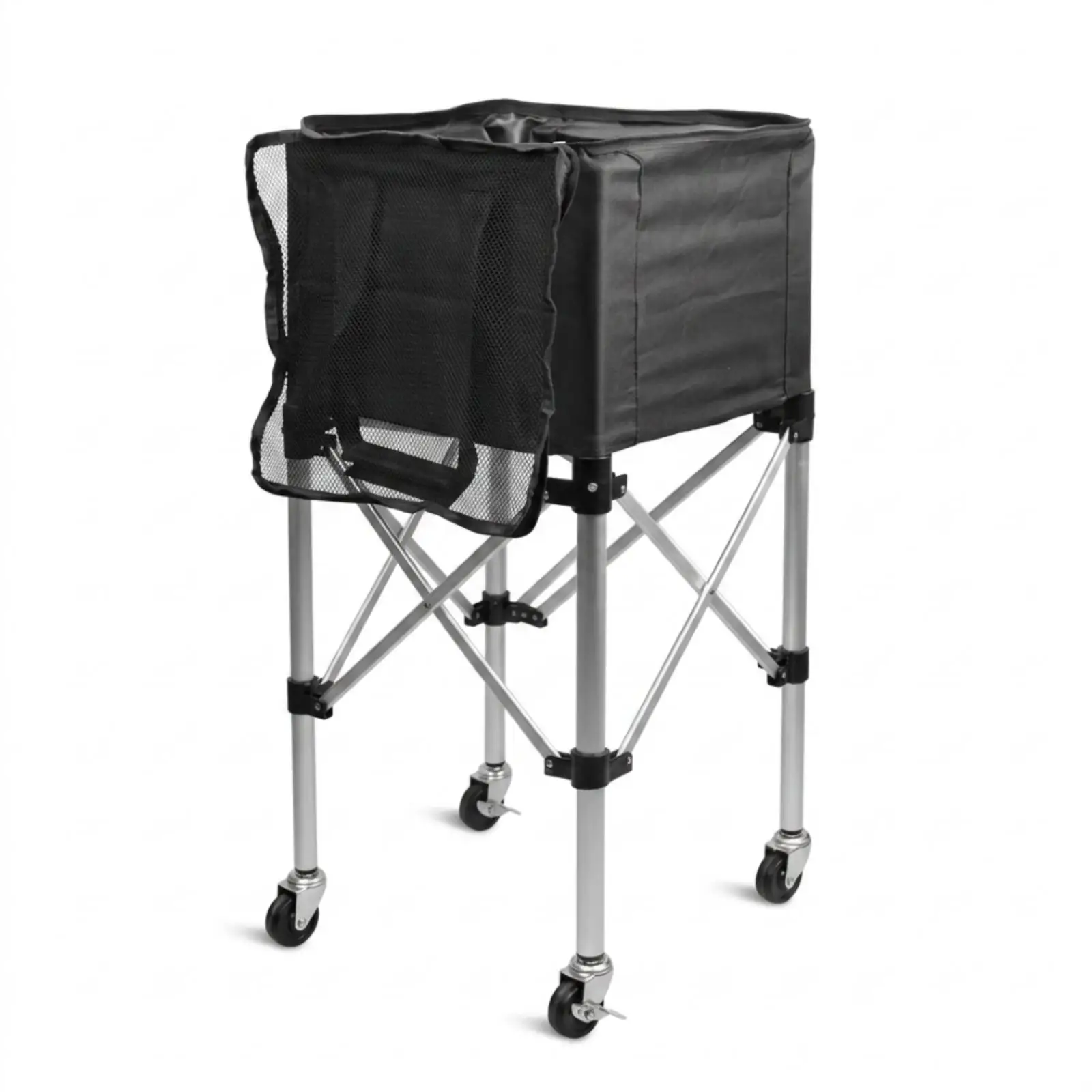 Foldable Tennis Sports Basket Carrier Cart FoldablePickleball Cart Large Capacity Portable Sports Basket Carrier for Coaches