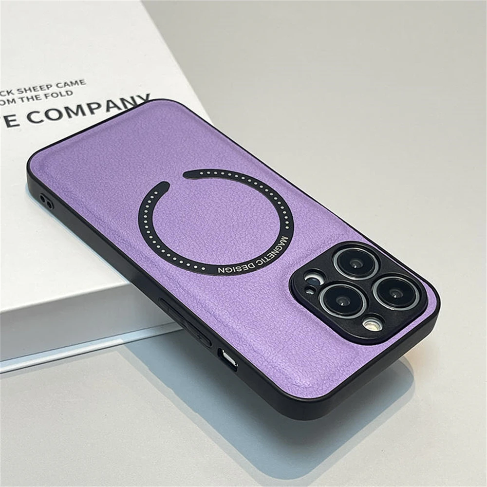 Magnetische Leather Soft Case Voor Iphone 14 13 12 11 Pro Max 14 Plus Camera Bescherming Luxe Cover Ondersteunt Draadloze opladen