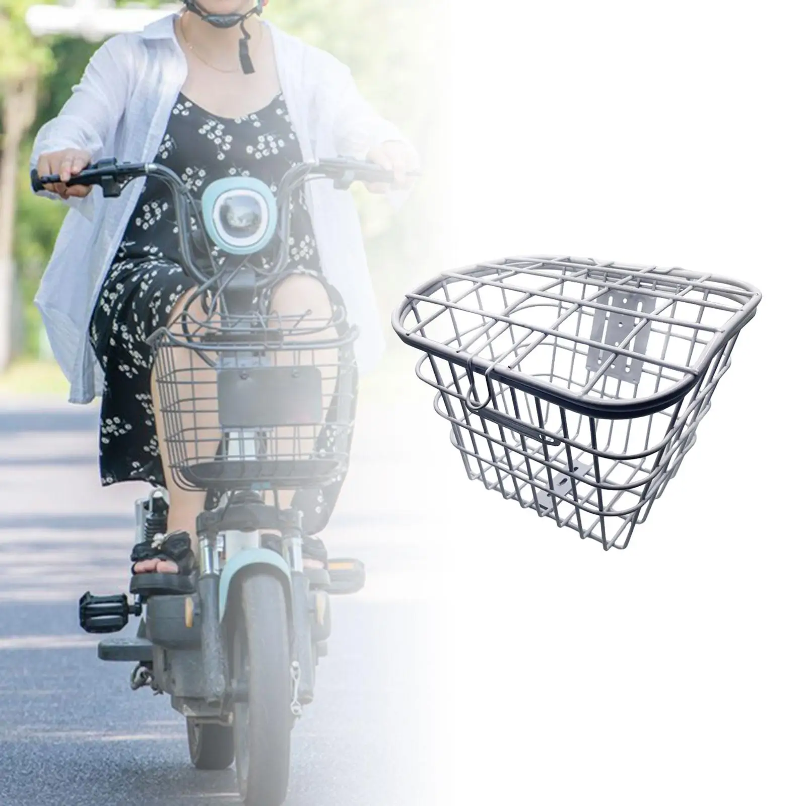 Bike Basket with Lid Dogs Carrier Easy Installation Bicycle Basket Sundries