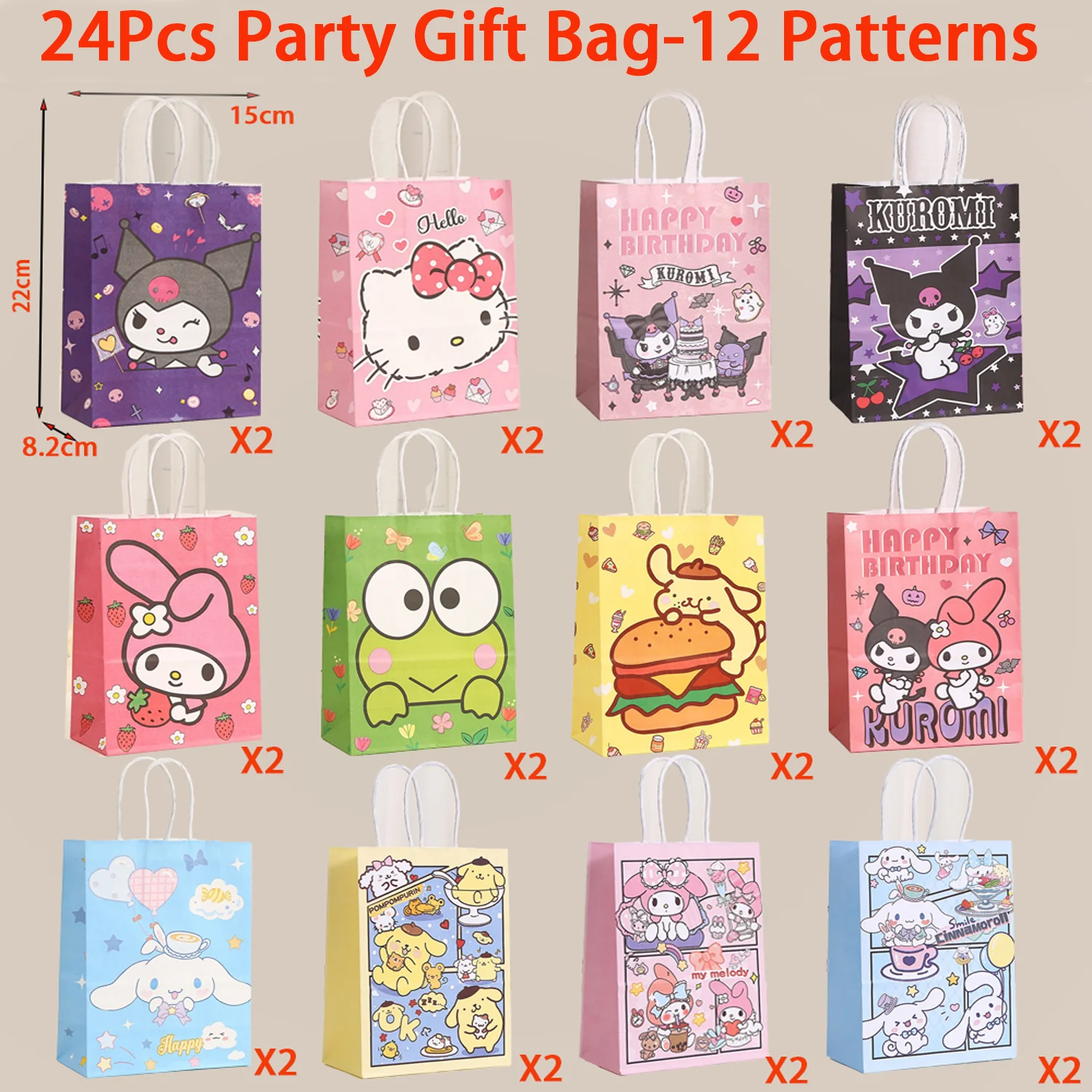 24Pcs/Set Party Gift tote Bags Cartoon Paper Cookies Candy Bags for Baby Shower Kids Girls Birthday Party Decorations Supplies