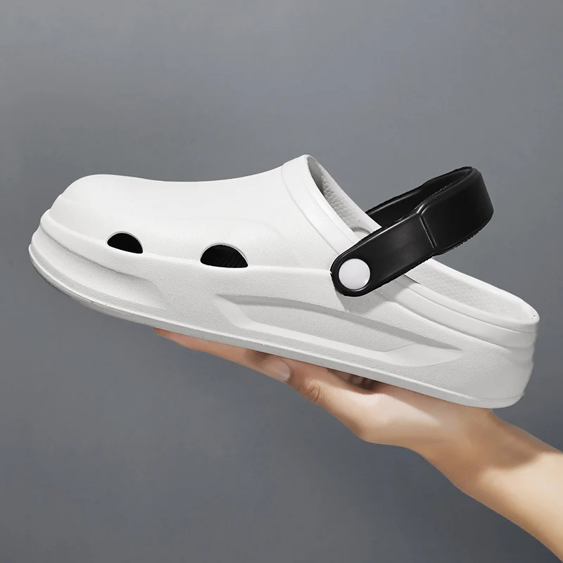 

Сандалии мужские с перфорацией, дизайнерские тапки с дырками, дырочками, пенистая подошва, без застежки, для сада и пляжа