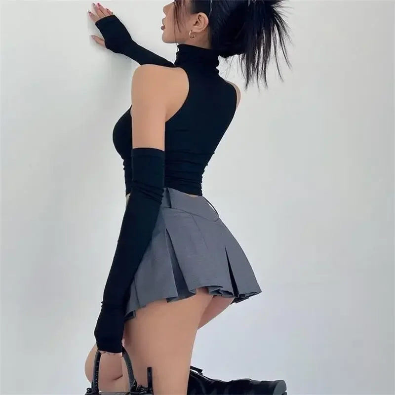 2025 Nieuwe Pittige Meisjes Y2k Tops Morsmouw Sexy Coltrui Tank Top voor vrouwen Slim Fit Korte t-shirt Skinny streetwear Crop Top