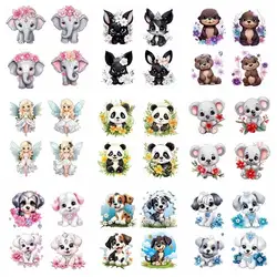 Children's Clothing Stickers, Cartoon Animal, Elephant, Panda, Iron Heat Transfer Printing Vinyl Stickers, DIY T-shirt Stickers