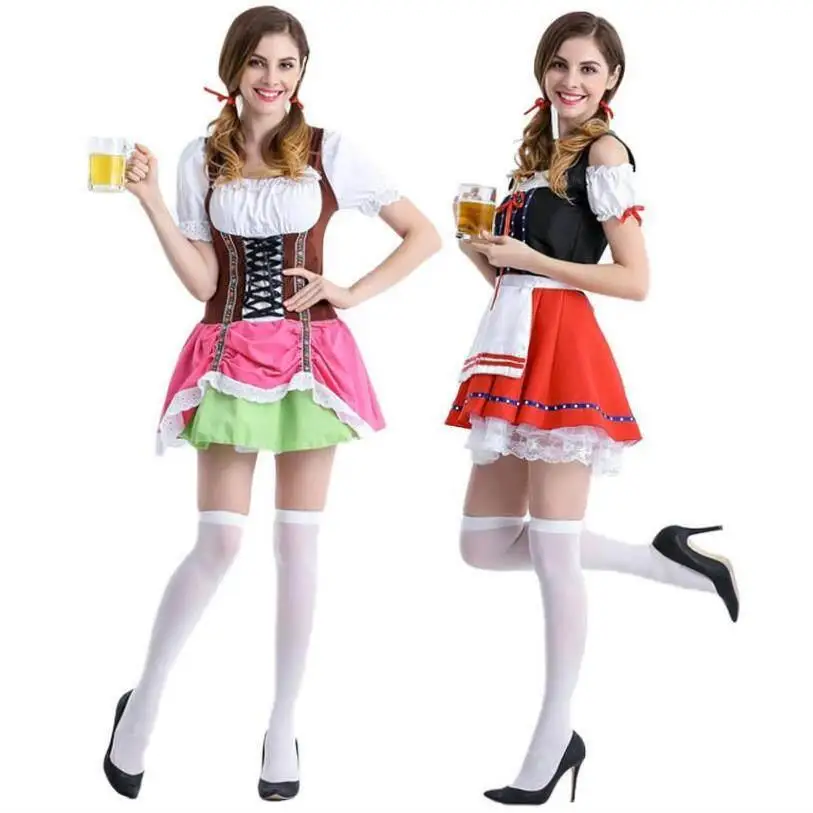 

Halloween Beer Girl Costume Bar Waiter Maid Outfit Women's Traditional National Stage Performance Clothing Autumn