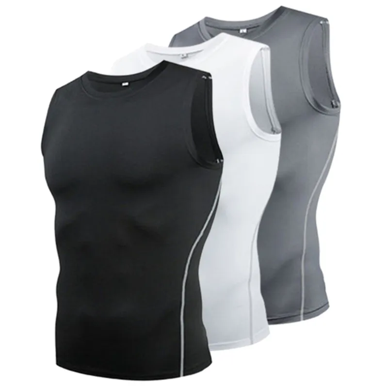 Men Compression Sport Skinny Vest Tight Tank Base Layer Sleeveless T-Shirt Top Singlet Sweatshirt Athletics Sportwear Activewear