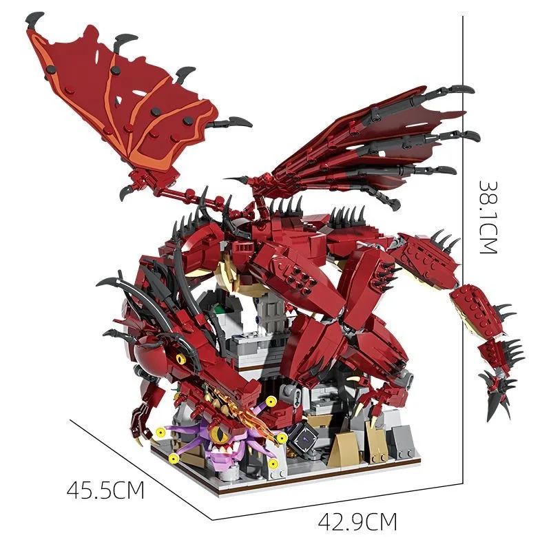 Blocs de construction Dungeon Fire Dragon, 1856 pièces, château d'aventure, vue sur la rue, modèle en briques, décoration de bureau, jouets pour enfants, cadeaux de vacances