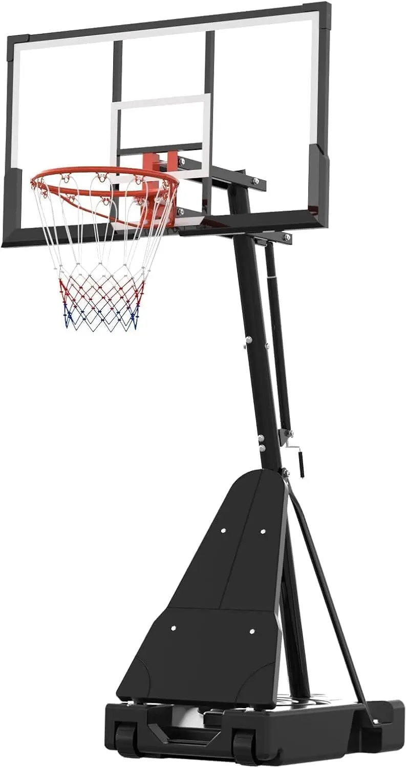 

Basketball Hoop Outdoor 44 Inch Shatterproof Backboard, 4.9-10FT Adjustable Height Portable with Wheels for Backyard