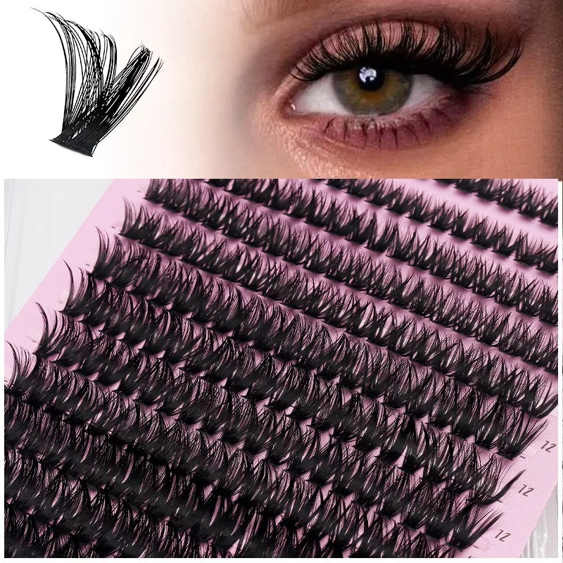 80D False Mink Eyelashes 280 Clusters D Curly Natural Eyelashes Extension Russian Strip Individual Eyelashes Makeup Tool