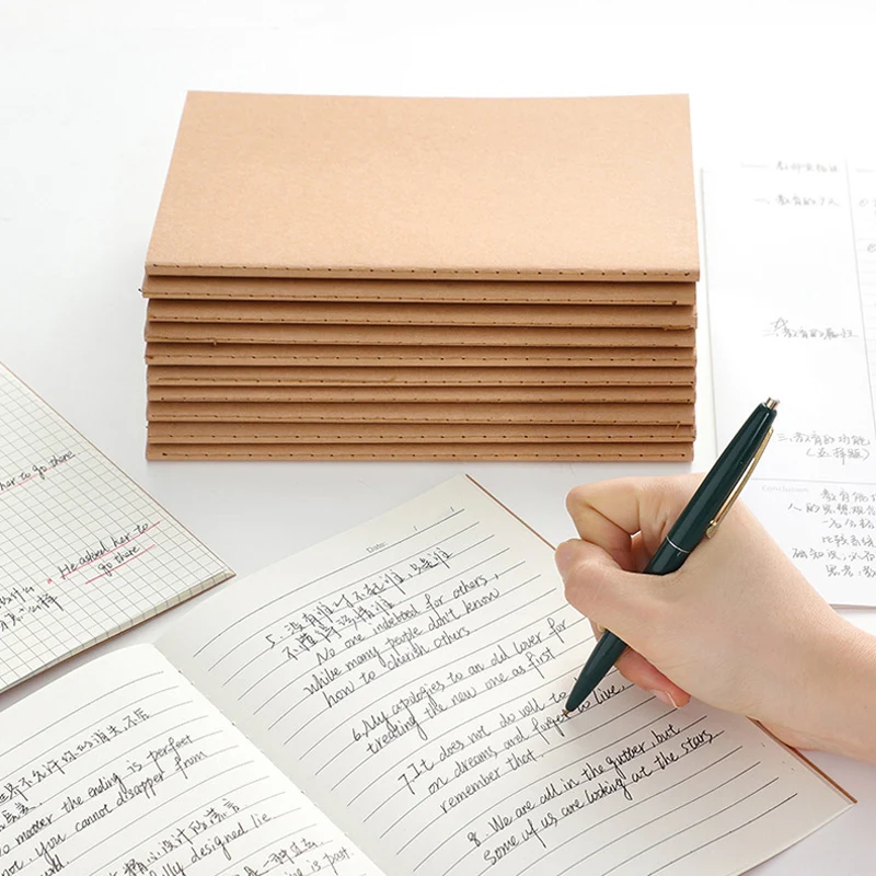 Picture 7: 10Pcs A5 B5 A4 Notebook, Thin Draft Notebook 36 Sheets/72 Pages/Book, Kraft Paper and Black Cover, Office Study Notes Supplies