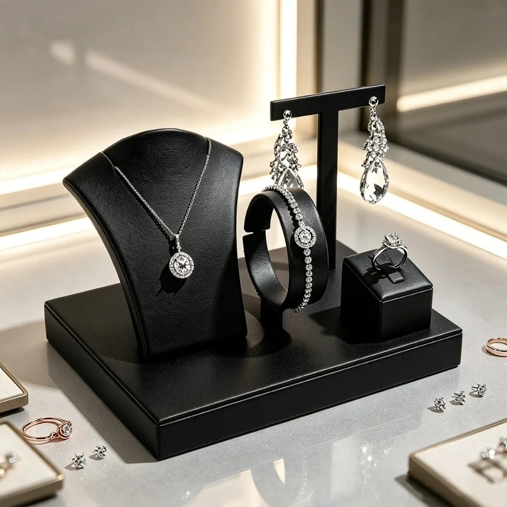 Multi-Functional Jewelry Display Stand Set Premium Style 4 in 1 Ring Bracelet Necklace Earring Holder Ornaments Light Luxury