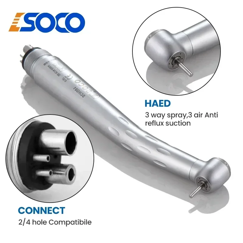 SOCO German-Made Dynamically Balanced Handpiece With Triple Spray Triple Air Supply, CNC Production, Torque Standard Cartridges