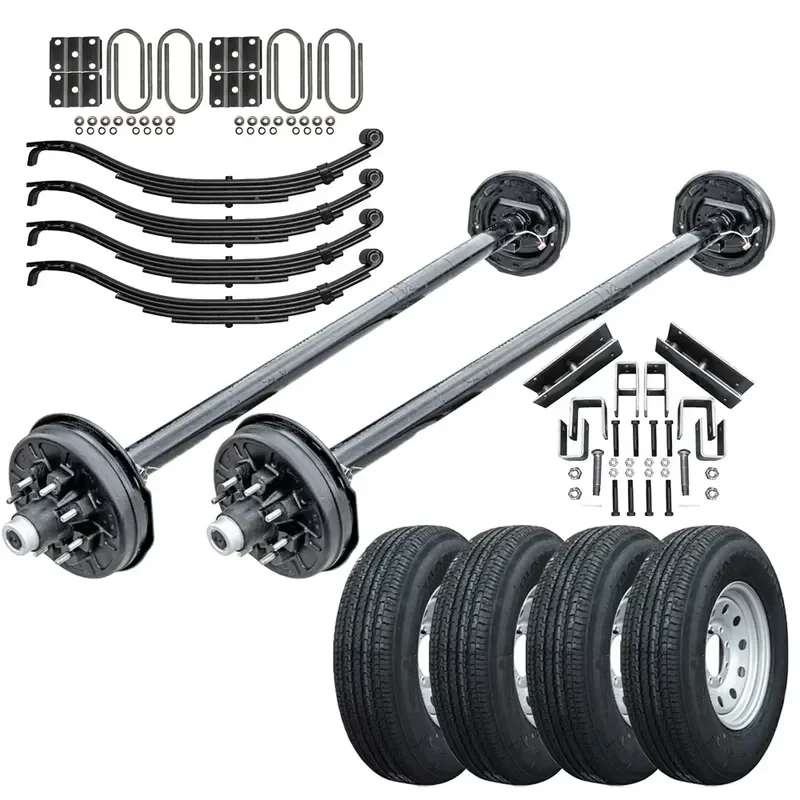 7000 Lbs Trailer Axle Kit with Electric Brakes and 7 Leaf Springs for Heavy Duty Utility Trailers