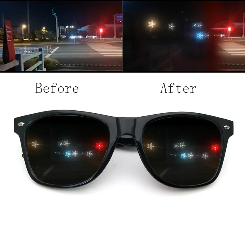 Special Effect Star Glasses Shaped Magic Light Eyeglasses Diffraction Watch The Light Change Eyewear At Night Light Sunglass