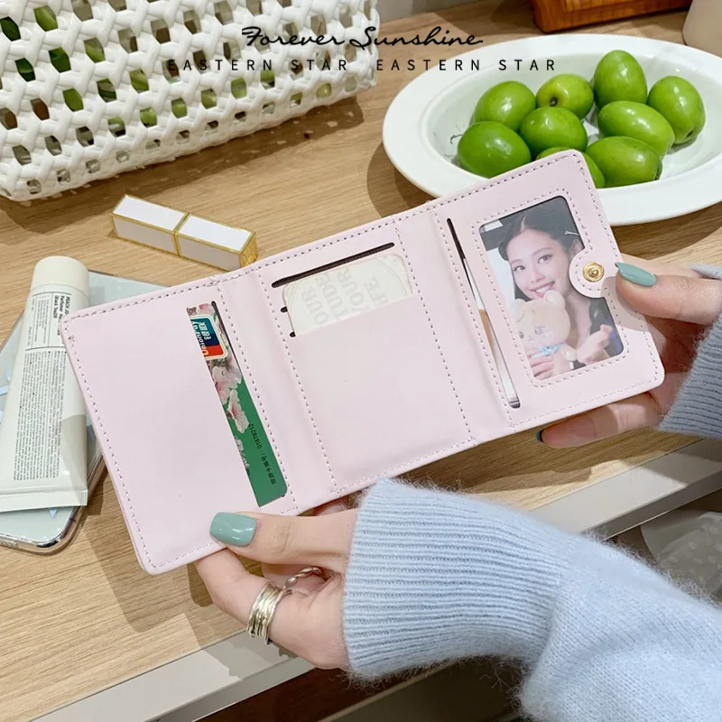 1 szt. Damski prosty portfel mini z kokardką, składany na trzy części, kompaktowy portfel dla kobiet, mini portfelik, mały portfel, uroczy