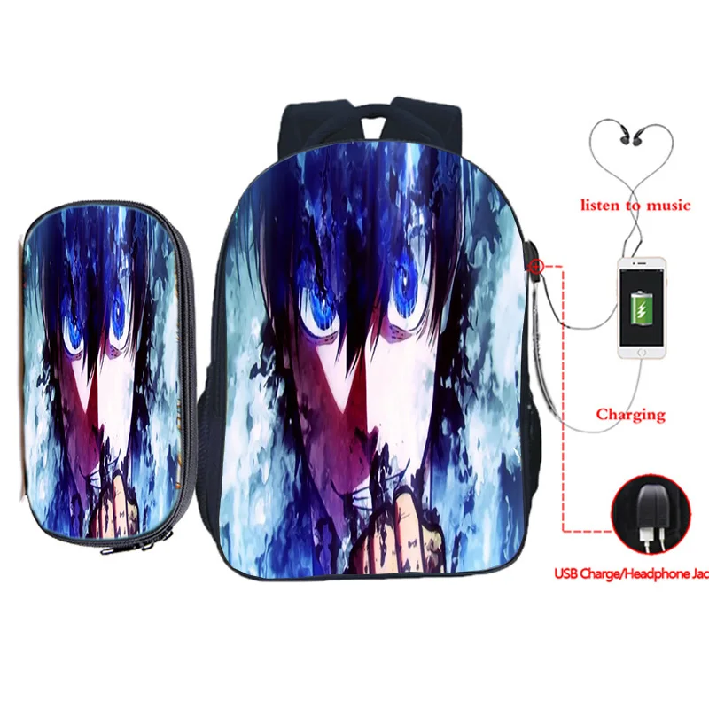 

Аниме Blue Lock, модные рюкзаки на заказ, чехол для карандашей, 2 шт., рюкзак для возвращения в школьную сумку, перезаряжаемый через USB рюкзак