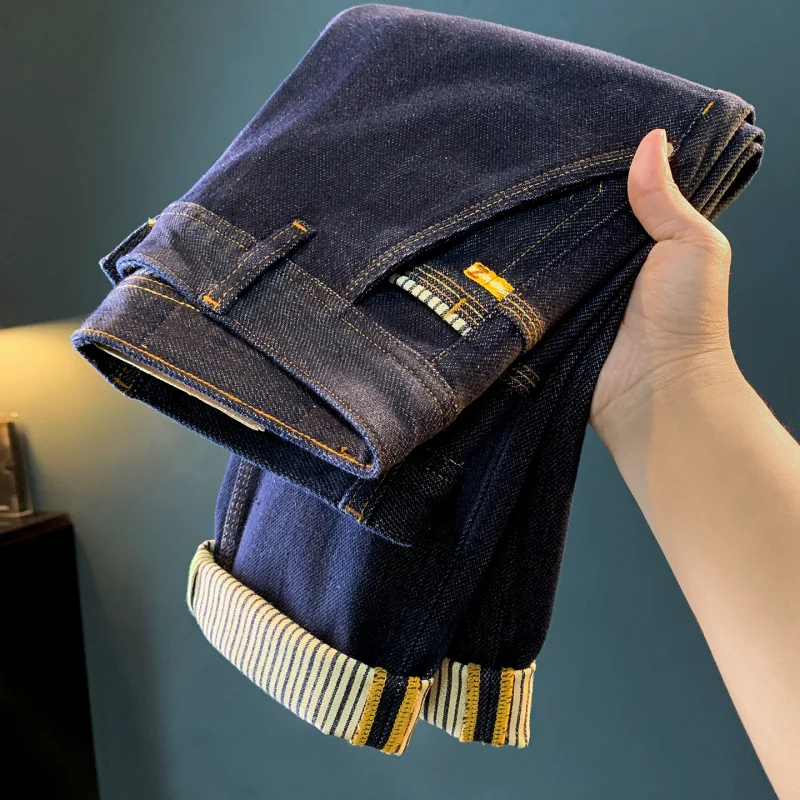 

Light luxury high-end jeans 's autumn 2025 new trend fit small straight tube casual elastic men's pants Versatile d