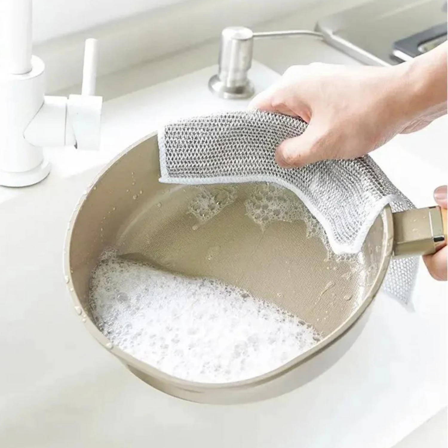 Silver Cleaning Cloth Magic Dish Towel Reusable Non Stick Oil Dishcloth Pot Strong Rust Removal Replace Steel Wire Balls Rag