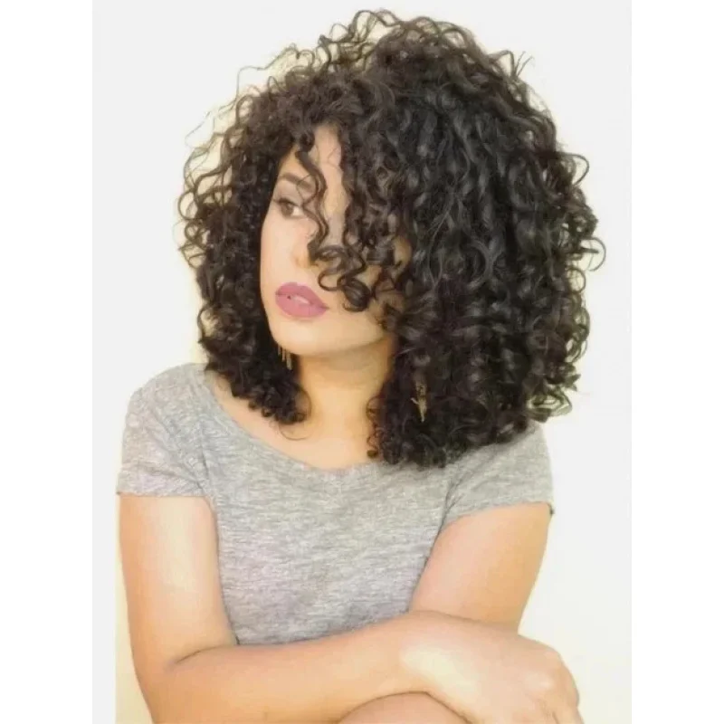 

New Fashion Gorgeous Women's Medium Dark Brown Curly Bob Wigs 12 In
