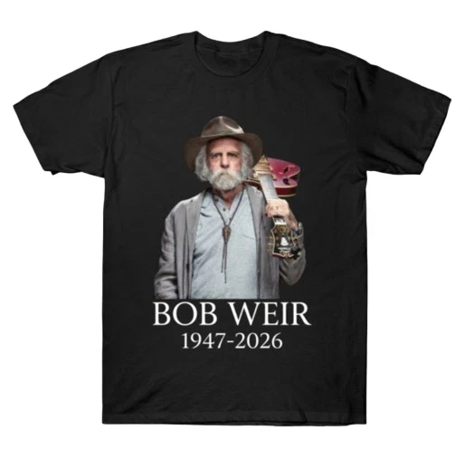 

Spring/Summer 2026 Bob Weir Rip 1947-2026 Black Men's Comfortable High-quality Hip-hop Trend Y2k T-shirt