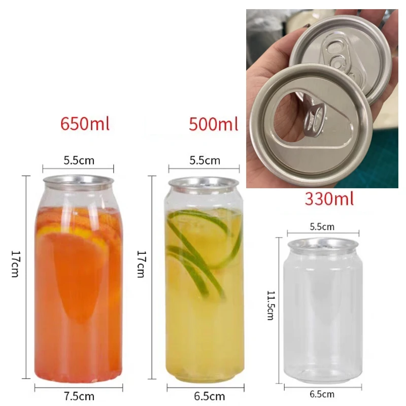 

Ziptop Can For Sealing Machine Juice Can Jar With Lid 330ml 500ml 650ml Ring-pull Can Transparent Without Logo 200pcs