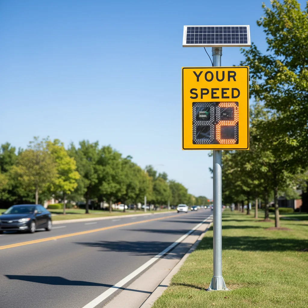 PC Housing Solar Powered Road Warning LED Display Radar Speed Limit Sign Roadway Highway Radar Speed Detection System