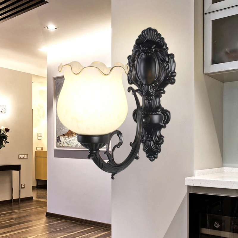 

American Retro Single Head Wall Lamp Living Background Wall Sconce Light Wall Lamp Corridor Balcony Decorative Lamp
