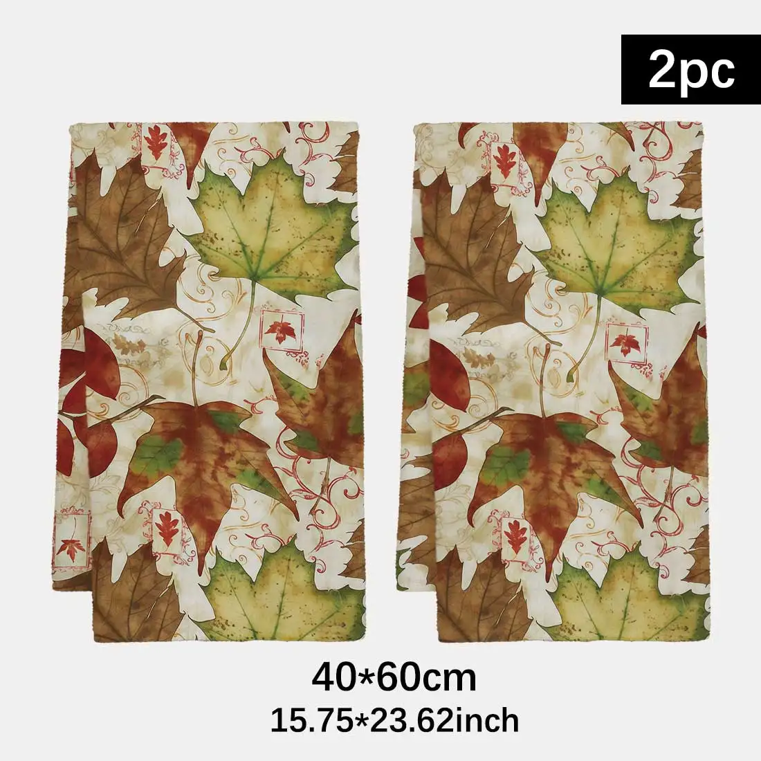 2PCS Kitchen Towels with Retro Maple Leaf Pattern,Handkerchiefs,Retro Style 40x60cm Microfiber Kitchen Towels,HomeDecor Supplies