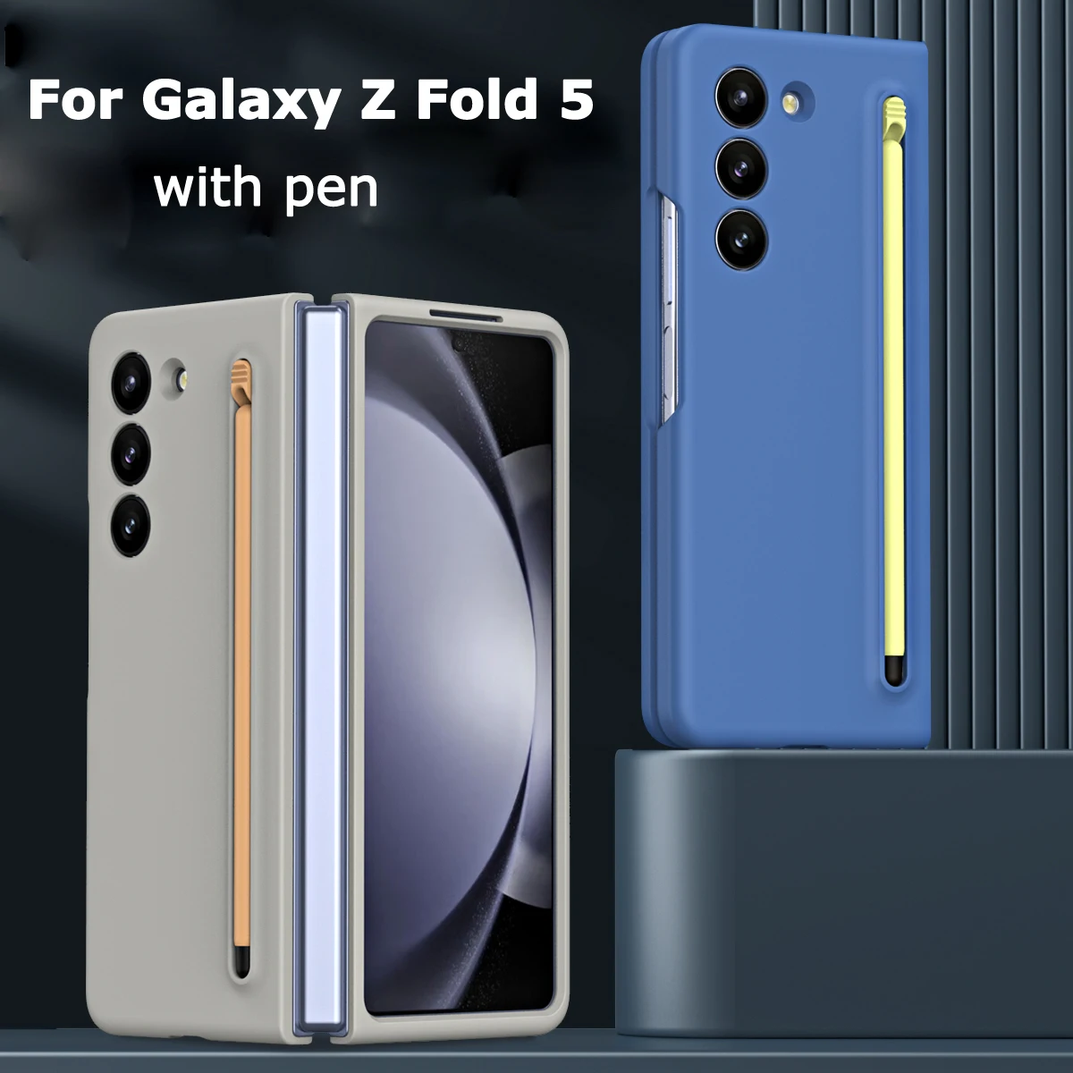 

For Samsung Galaxy Z Fold 5 4 Case High Quality Skin Feel PC Anti-fingerprint Folding Cover with Free Stylus Pen For Z Fold 4 5