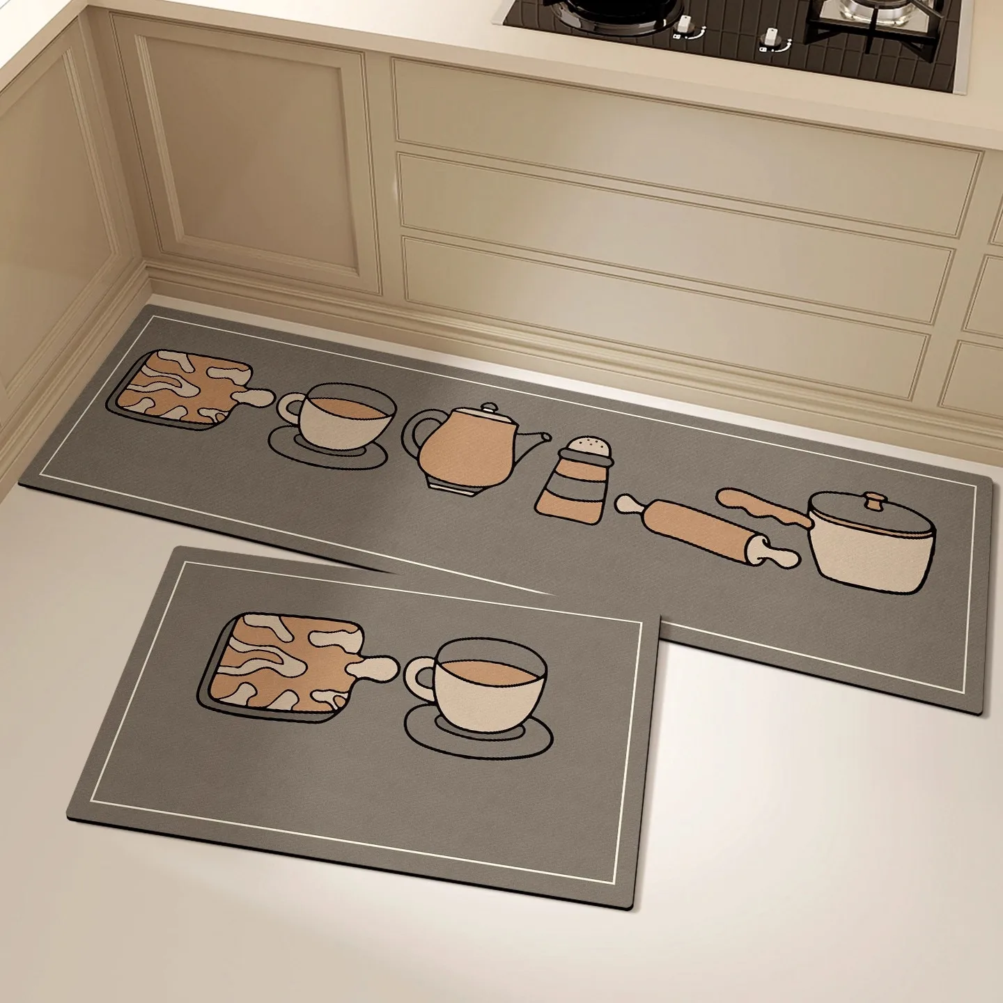 

Non-slip Kitchen Carpet Waterproof Oil-proof Home Decoration Kitchen Rug Long Strip Runner Kitchen Mat PVC Leather Washable Rugs