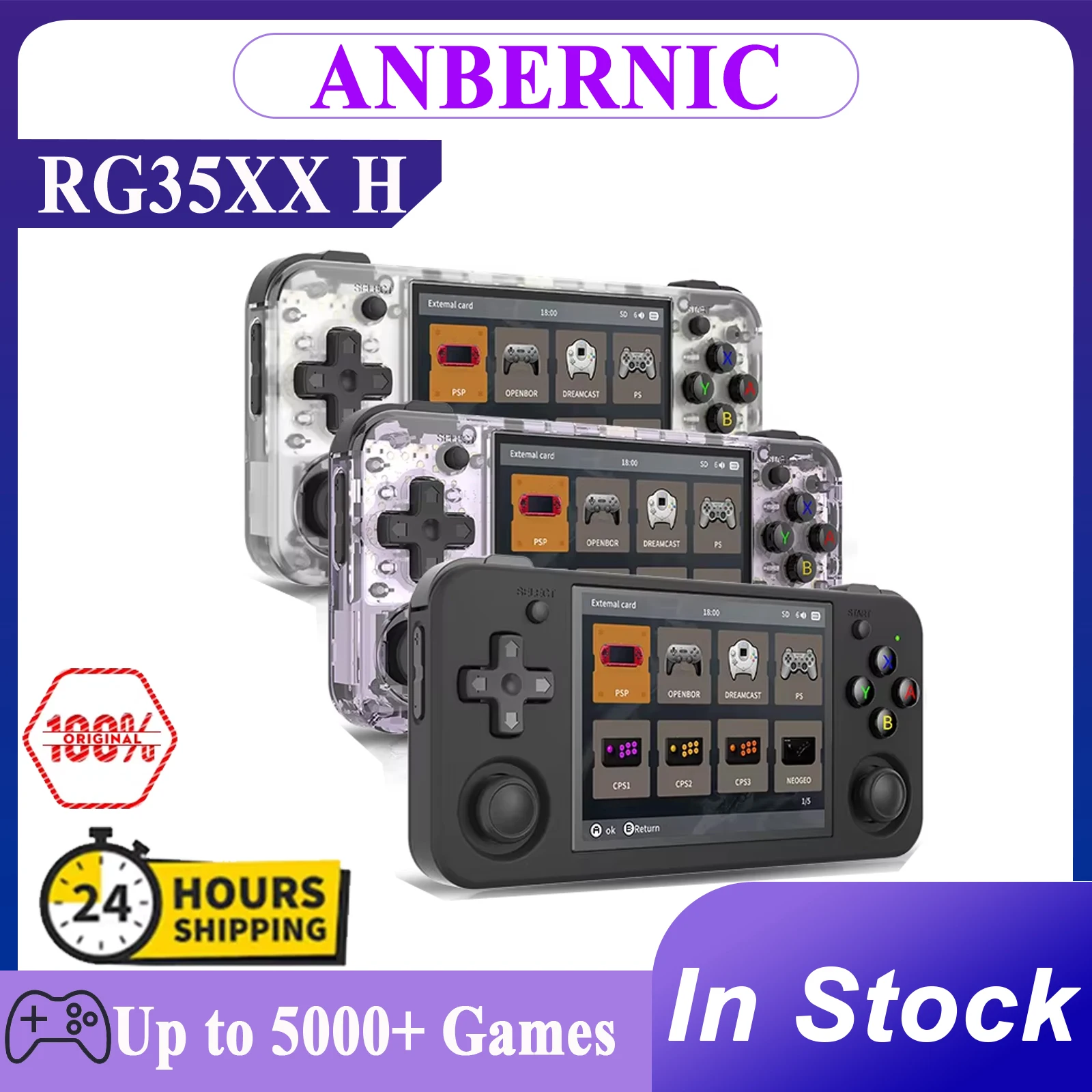 

ANBERNIC RG35XX H Handheld Game Console 3.5 inch Linux IPS Screen H700 Retro Video Games Player 3300mAh 64G 5528 Classic Games