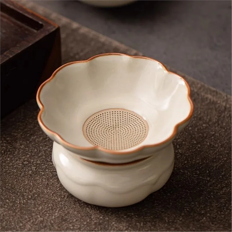 

CX Ru kiln beige tea leak tea filter integrated ceramic filter tea filter