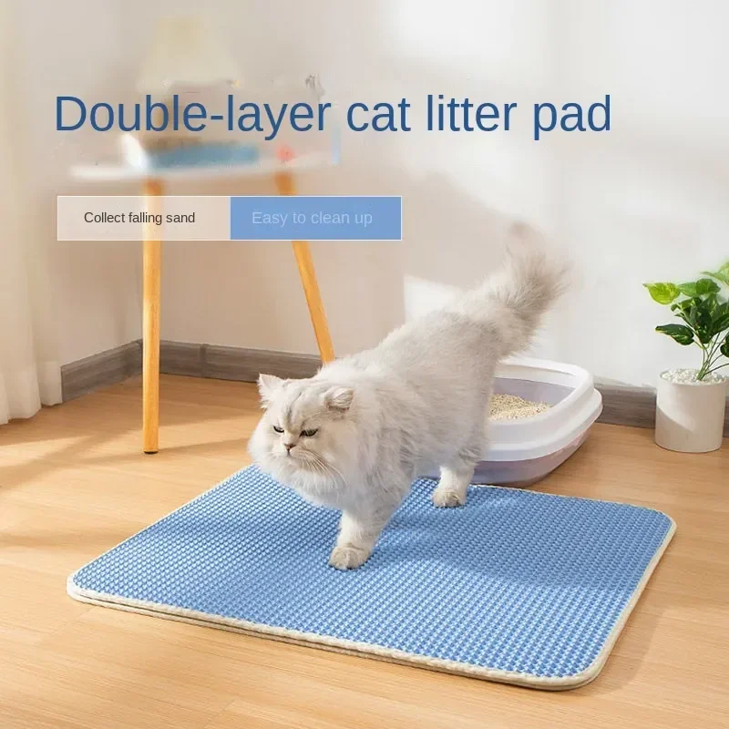 Pet Cat Litter Mat Waterproof Double Layer EVA Foldable Cat Litter Trapping Pet Carpet Bed Pads For Cats Pet Clean Supplies