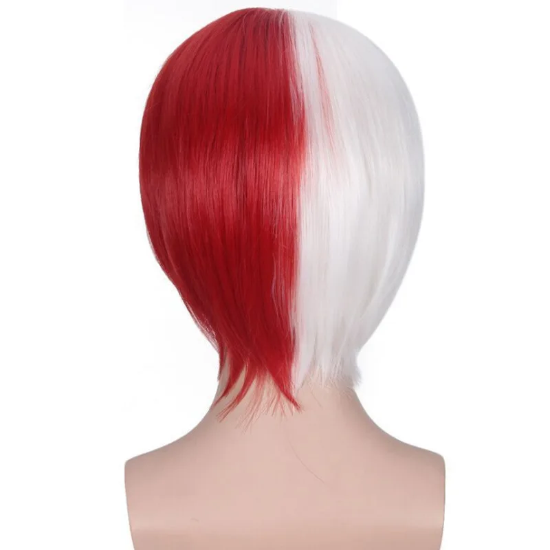 Anime Wig My Hero Academia Cosplay Fumikage Tokoyami Red And White Color-matched Character Style Versatile.