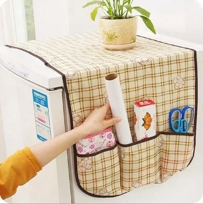 1PC Washing Machine Cover Fridge Dust Cover Cotton Linen Refrigerator Organizer Dust Covers Home Cleaning Home