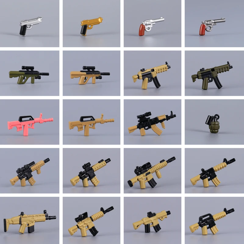 MOC Military Soldier Figure Accessories WW2 Army Rifle 98K Sniper Gas Mask SWAT Police Guns Oil Drum Warrior DIY Bricks Toy Gift view 3
