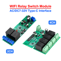 AC DC7-32V 2CH 3CH 4CH 2/3/4 Way For Bluetooth WIFI Relay Switch Module Type-C Interface Ewelink APP System for Smart Home