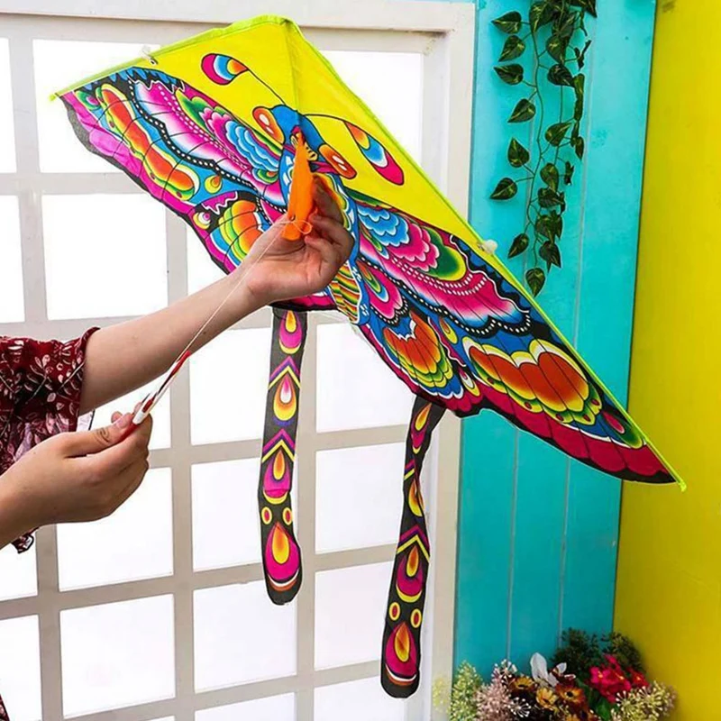 Colorful Kite Long Tail Nylon Outdoor Kites Flying Toys for Children Kids Kite Surf with 50M Kite Line High Quality