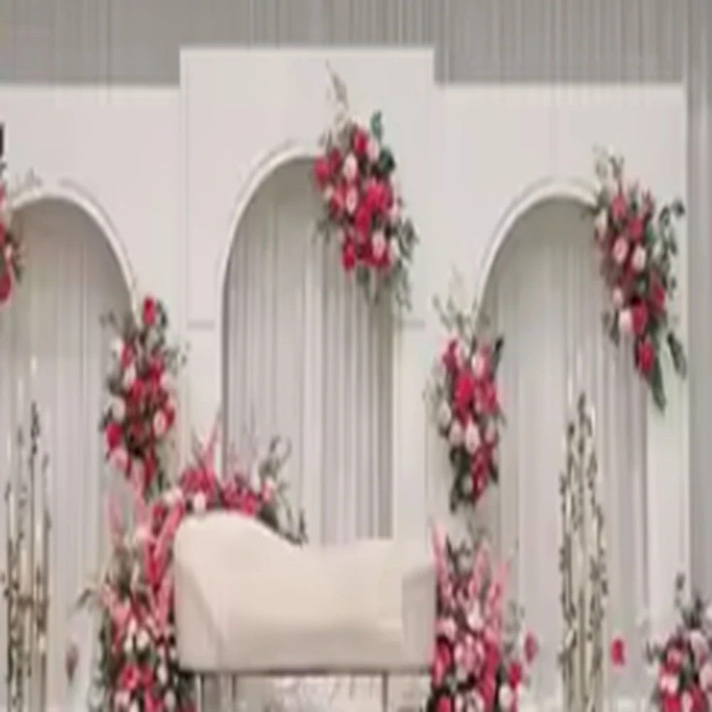 3pcs Party White metal Flower half Circle Gate iron Square Backdrop Events Wedding Decoration Arch Stand
