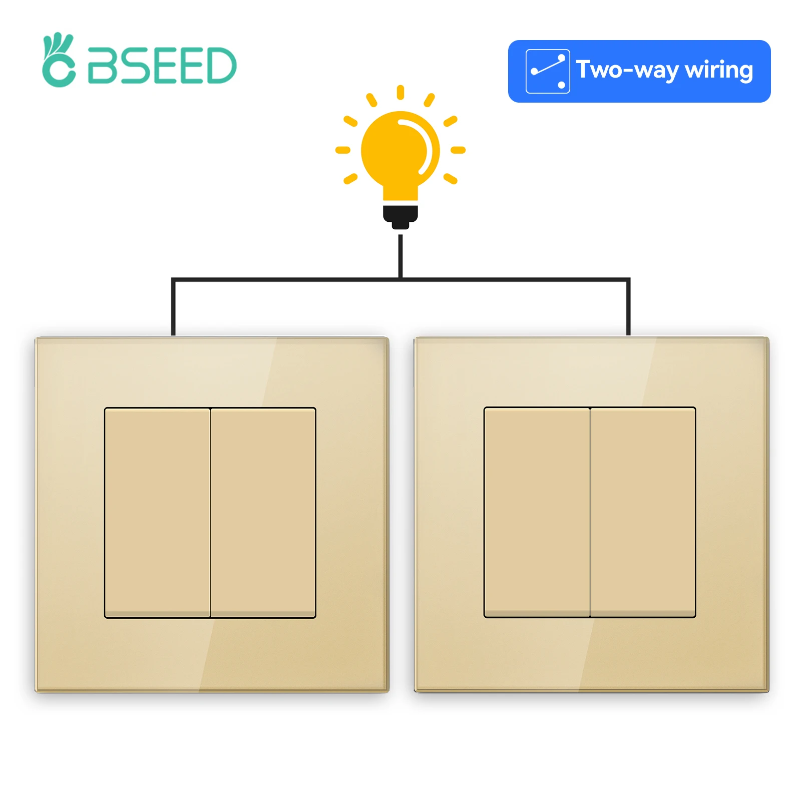 BSEED E-Serie 1Gang/2Gang 2Way Mechanische Knop Lichtschakelaar Glazen Frame Wandlamp schakelaar Aan Uit Voor Trappen Hal Gang