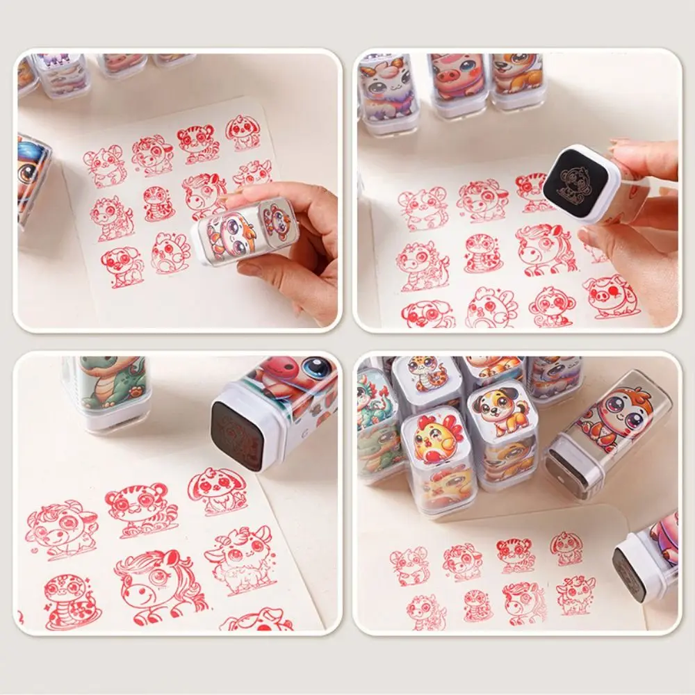 Dragon Monkey Zodiac Stamps Hand Account Stationery Cute Animals Seal Cartoon Journal Animals Figure Stamps