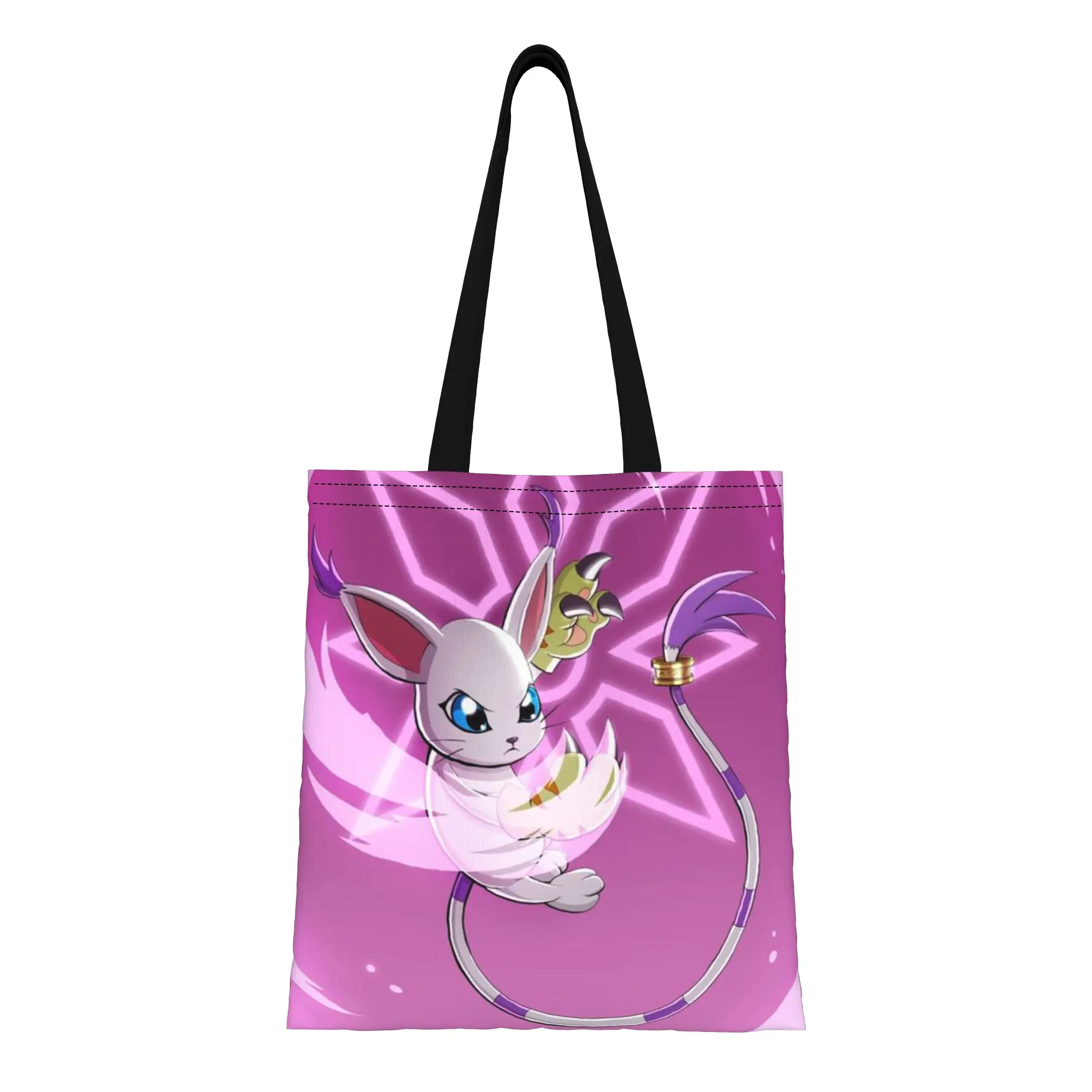 Back to school season Gatomon (7) Digimon Canvas Tote Bag Perfect for Travel Women's Top-Handle Bags